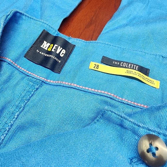 NWOT Maeve | Anthropologie The Colette Blue Linen Wide Leg Pants - Picture 3 of 5